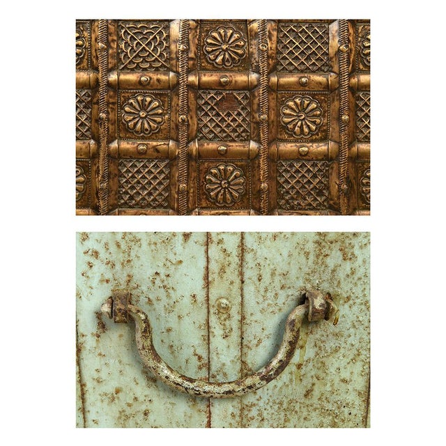 Antique Wood Chest with Steel and Brass Fittings, 1840s For Sale - Image 4 of 7