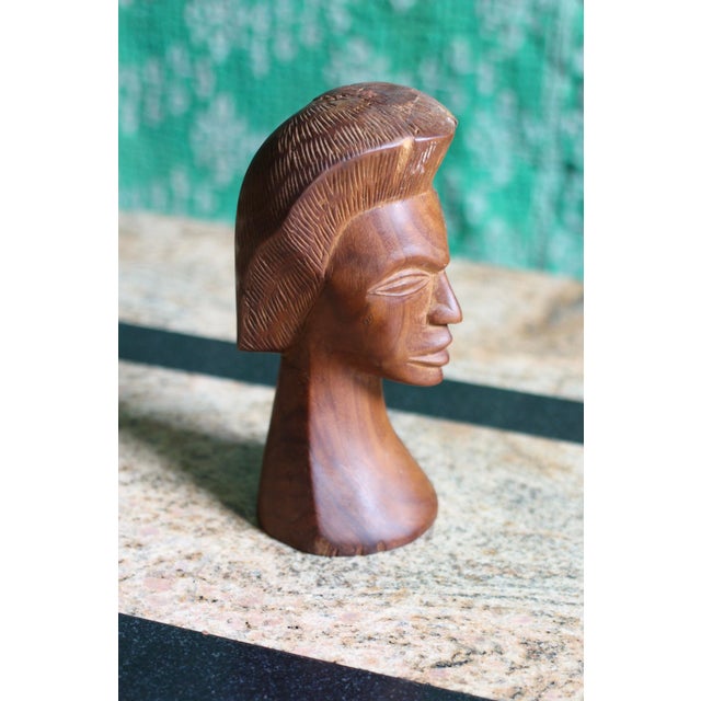 Mid 20th Century Carved Wood Head Sculpture For Sale - Image 4 of 10