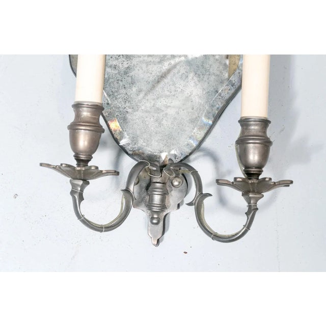 Mid 20th Century Etched Venetian Style Mirrored Sconces With Brass Arms - A Pair For Sale - Image 4 of 9