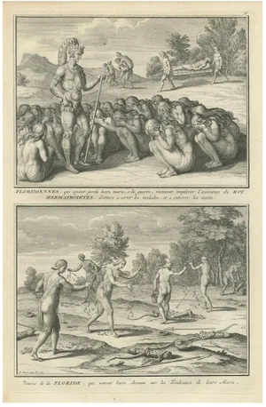 Picart, Florida Women Mourning Their Husbands in Ritual Service, 1734, Print