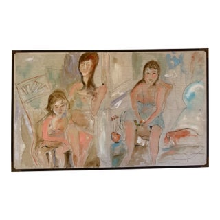 1980s Large Figurative Abstract Painting on Canvas, Modern Expressionist Style, 37.25” × 62” by Jack Compton 1980’s For Sale