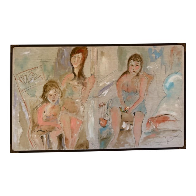 1980s Large Figurative Abstract Painting on Canvas, Modern Expressionist Style, 37.25” × 62” by Jack Compton 1980’s For Sale