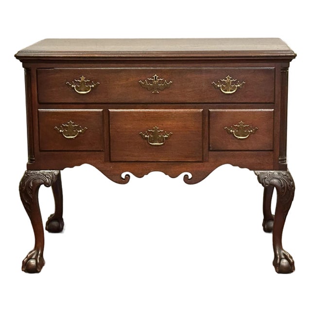 Kittinger Williamsburg Mahogany Queen Anne Lowboy With Ball & Claw Feet For Sale