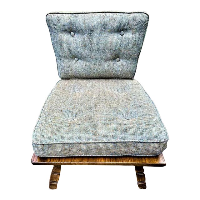 Wood Romweber Viking Oak Chair With Original Tweed Cushions - Vintage Mid 20th Century For Sale - Image 7 of 7