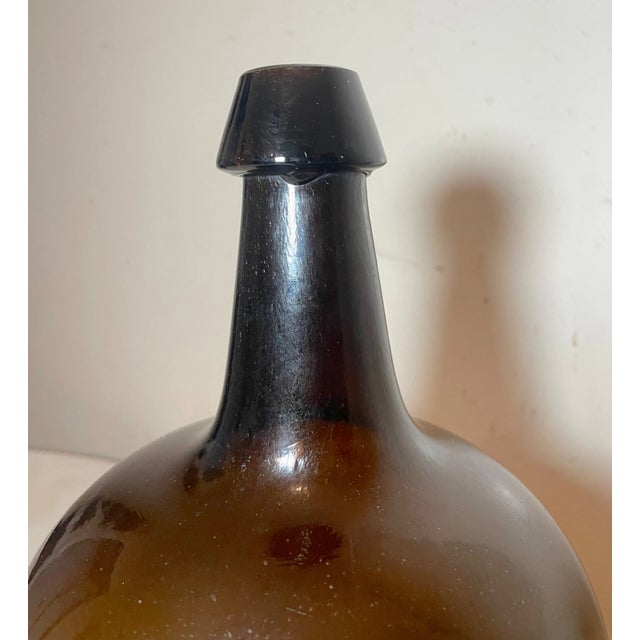 Large Rare Antique 1800's Hand Blown Green Glass Demijohn Carboy Wine Bottle Jar For Sale In New York - Image 6 of 7