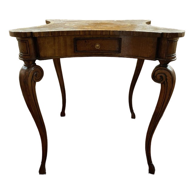Vintage Inlaid Four-Drawer Game Table For Sale