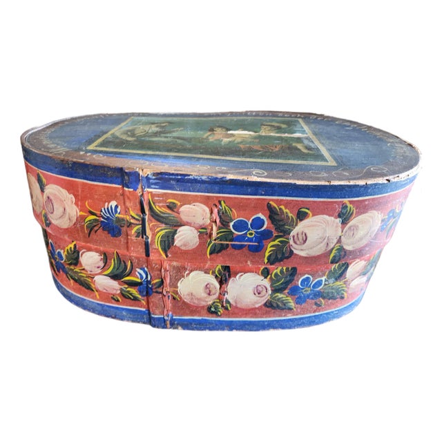 Beautiful Handmade and Hand Painted German Wedding Box Dated 1897 For Sale