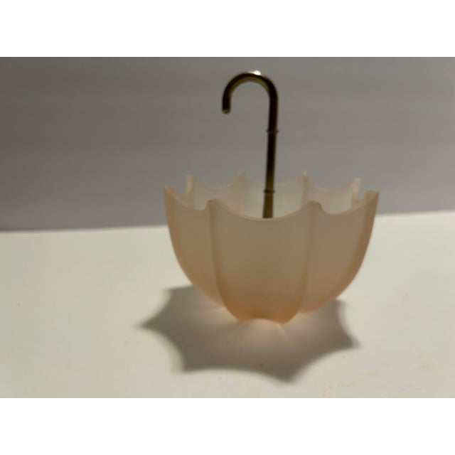 Mid 20th Century Mid 20th Century Pink Satin Glass Candy Dish Shaped Like an Umbrella For Sale - Image 5 of 12