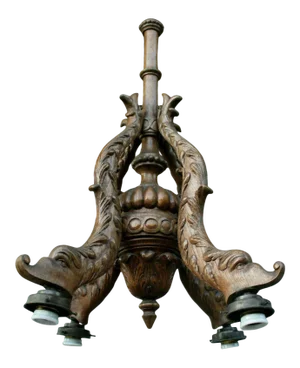 C1920's French Art Deco Carved Wood Sea Creature/ Dolphin 4 Fish Chandelier