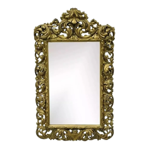 19th Century French Rococo Gold Giltwood Relief Carved Wood Acanthus Leaf Wall Mirror