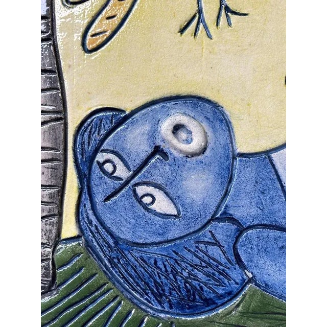 Glazed Ceramic Plate with Woman & Birds by Corneille, 1998 For Sale - Image 4 of 9