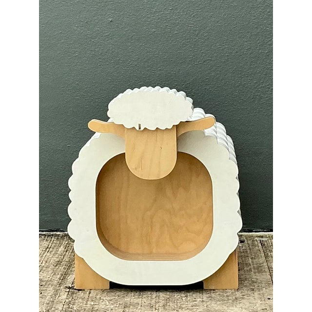 Vintage Sculptural Wood Sheep Low Stool For Sale - Image 9 of 13