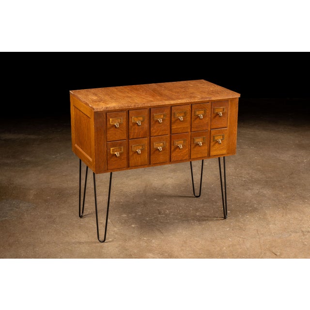 Mid-Century Modern Vintage Card Catalog With Hairpin Legs For Sale - Image 3 of 11