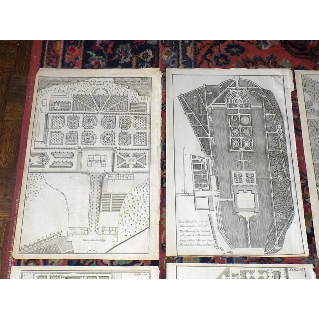 This set of six (6) antique 18th century imperial folio size copperplate engravings depict formal garden plan layouts from...