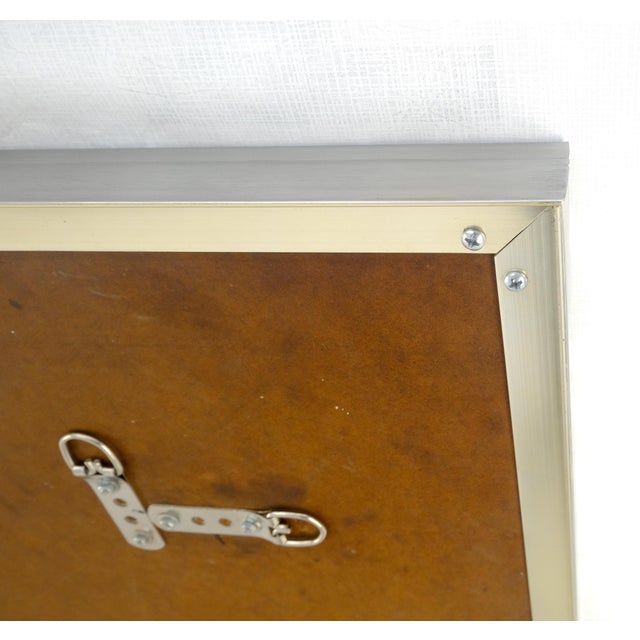 c1960s Large 37x61 Rectangle Solid Aluminum Frame Mid Century Modern Wall Mirror For Sale - Image 6 of 14