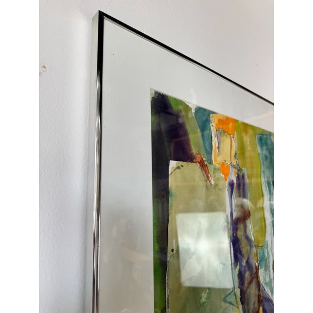 1982 Vintage Mixed Media Expressionist Abstract Watercolor & Oil Pastel Painting by Yamill For Sale - Image 11 of 12