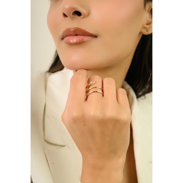 21st Century Insipired Diamond Snake Wrap Ring in 14k Gold in Bezel Set Size 6 For Sale - Image 9 of 15