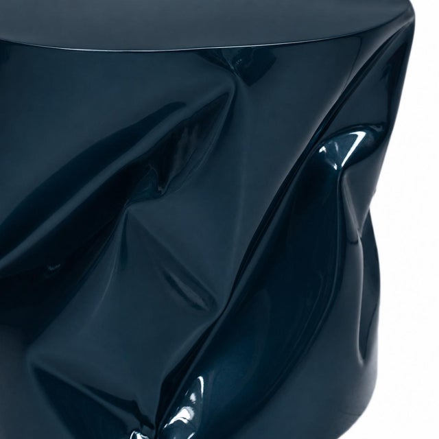 Sculptural Blue Lacquered Metal Side Table, 1990s For Sale - Image 4 of 9