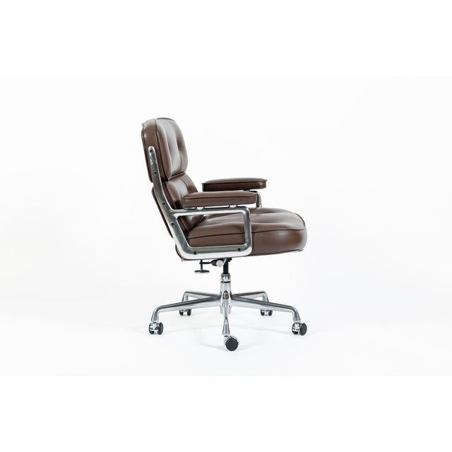Metal Eames Herman Miller Time Life Brown Leather Office Chair 2017 For Sale - Image 7 of 17