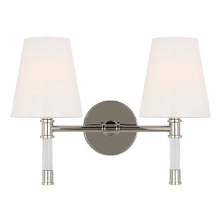 Chapman & Myers by Visual Comfort Studio Hanover 2-Light Bath Vanity Sconce in Polished Nickel For Sale