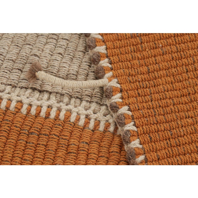 Textile Rug & Kilim’s Contemporary Square Kilim in Beige and Orange Stripes For Sale - Image 7 of 7