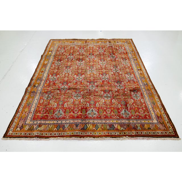 Handmade Vntage Shiraz Wool Rug With Allover Design For Sale - Image 9 of 9