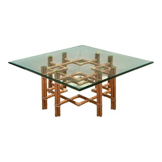 Vintage McGuire Wrapped Rattan Coffee Table For Sale