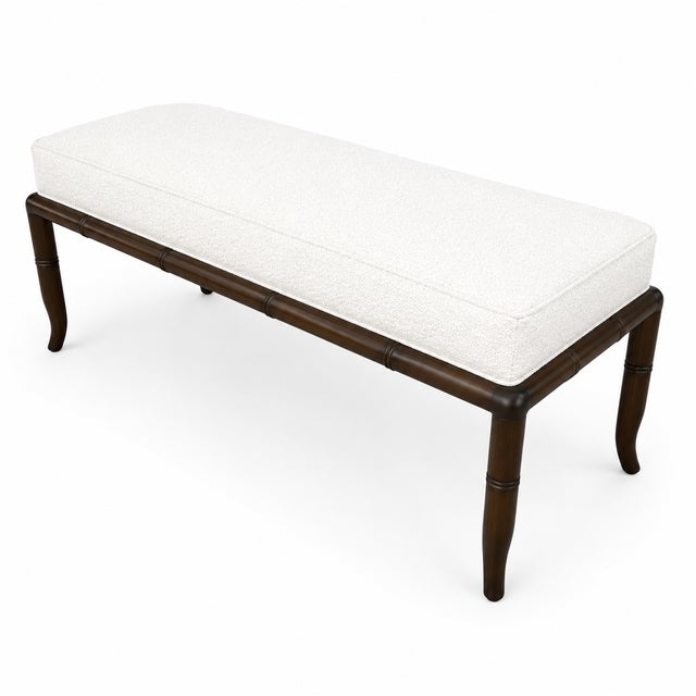 2010s Mid Century Modern Walnut in White Boucle For Sale - Image 5 of 5