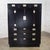 Fabulous vintage Modern Campaign or Hollywood Regency black lacquered entertainment cabinet or armoire with recessed base,...