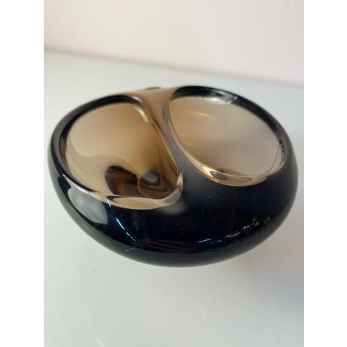 Glass Grey Glass Ashtray by Miloslav Klinger for Železný Brod Sklo For Sale - Image 7 of 11