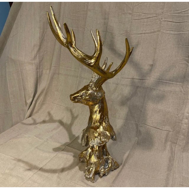 Gold Leaf Stag Head For Sale - Image 4 of 6