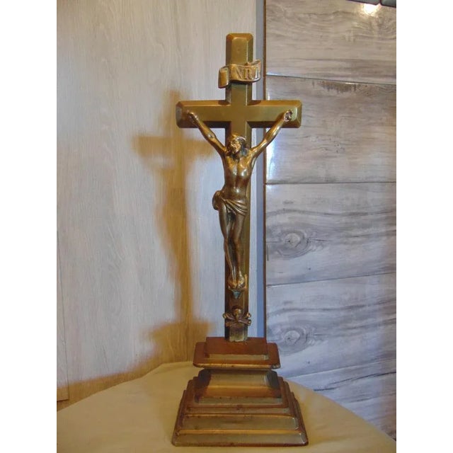 Art Nouveau Brass Standing Cross, 1890s For Sale - Image 11 of 11