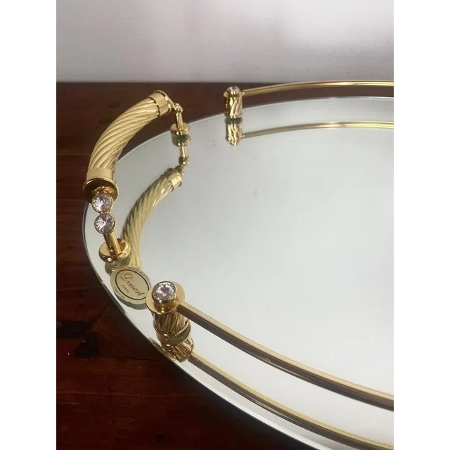 Metal Italian 24-Karat Gold Plated and Brass Tray with Mirror, 1980s For Sale - Image 7 of 11