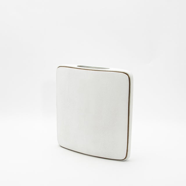 R & Y Augousti Shagreen Vase With Brass Details by R&y Augousti For Sale - Image 4 of 10