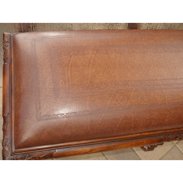 1990s Bench for Theodore Alexander, William's Window Seat, Ornate Base W Leather Cover For Sale - Image 5 of 15