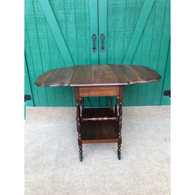 Antique Wood Tea Cart or Bar Cart with Wheels Chairish