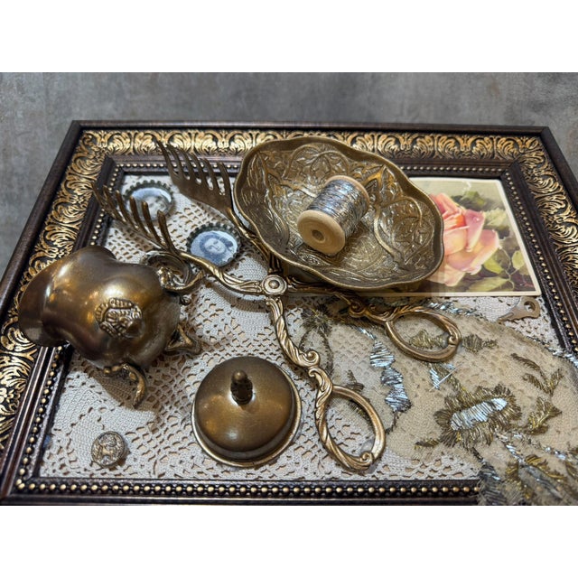 Victorian Vintage Framed Brass Assemblage Wall Decor For Sale - Image 3 of 16