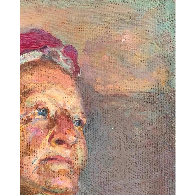 Realism Portrait Woman Large Portrait Oil Painting Original Socialist Realism Ukrainian Artist Sokolovsky G. 33-26 1960s For Sale - Image 3 of 6