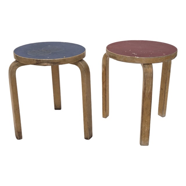Vintage Stools by Alvar Aalto for Artek, 1950s, Set of 2 For Sale