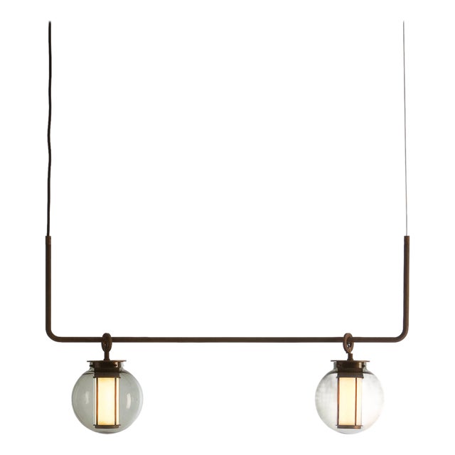 Bronze and Transparent Glass Bai T Pendant II by Parachilna For Sale