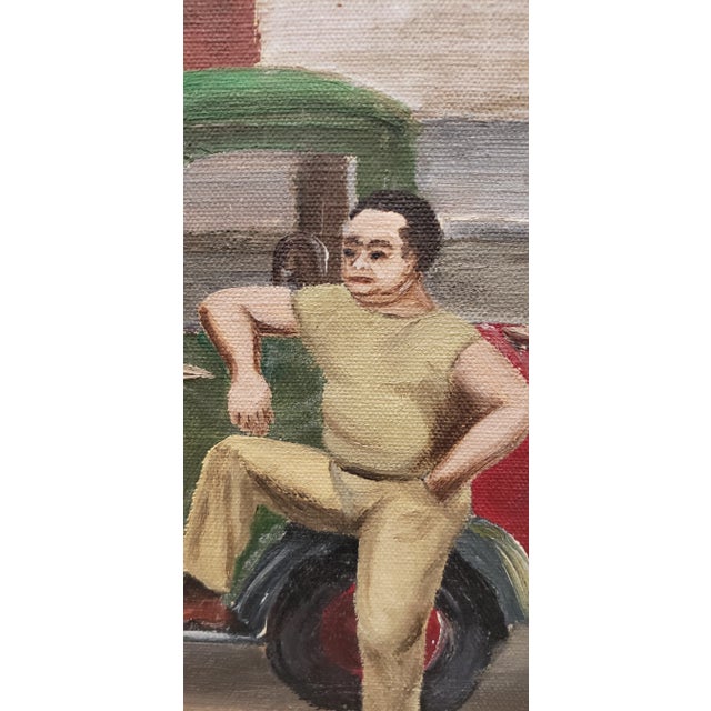 Gray American Folk Art Oil Painting by Patten Hansom Maximoff C.1940s For Sale - Image 8 of 12