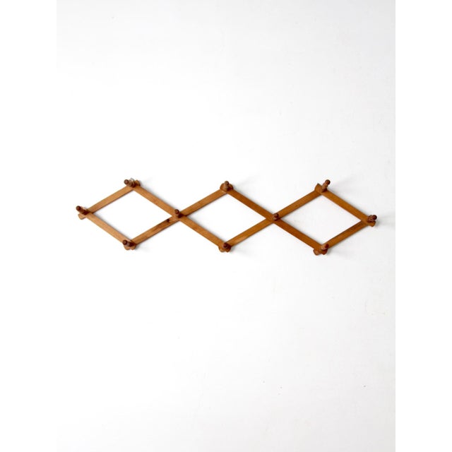 Farmhouse Vintage Wooden Accordion Peg Rack For Sale - Image 3 of 15
