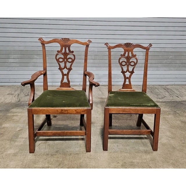 Brown Late 20th Century Set of 6 Eldred Wheeler Chippendale Style Cherry Dining Chairs Bench Made For Sale - Image 8 of 12