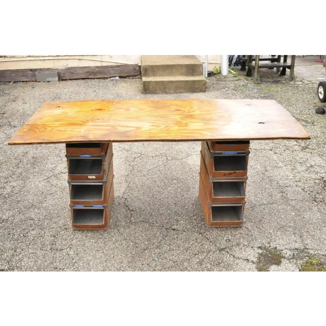 Vintage Lyon Aurora Il Steel Metal American Industrial 23" Stackable Storage Bin For Sale - Image 11 of 12