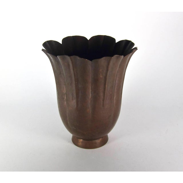Metal Marie Zimmermann Arts and Crafts Fluted Floriform Vase For Sale - Image 7 of 9