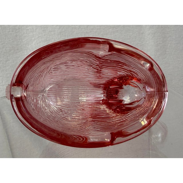 Glass Nesting Bunny Pink Cranberry Candy Dish Trinket Box W/ Lid Easter Spring For Sale - Image 7 of 9