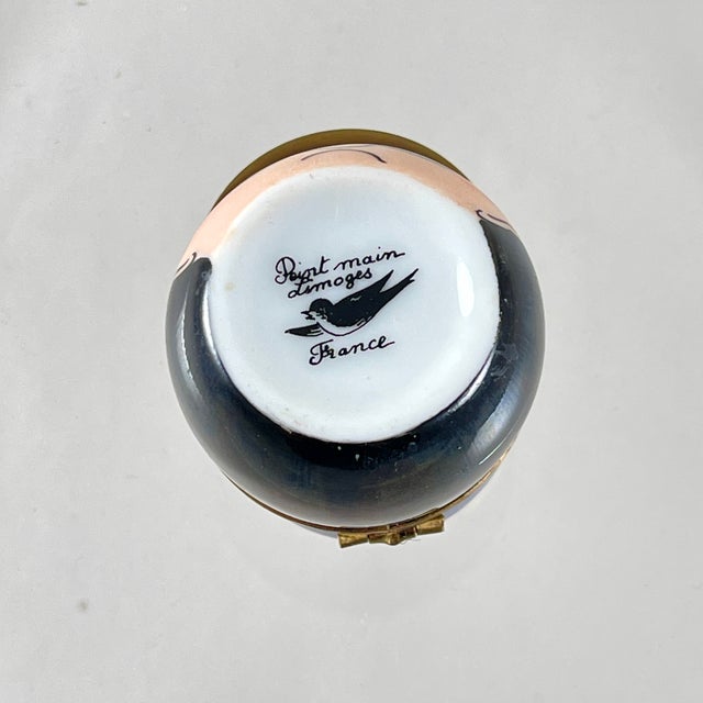 Limoges France Enameled Porcelain Gendarme Trinket Box For Sale - Image 9 of 9