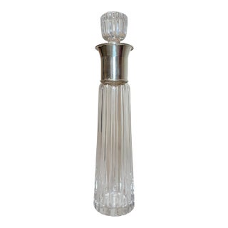 Tall Vintage Mid Century Modern Sterling Silver Crystal Glass Atlantis Decanter For Sale