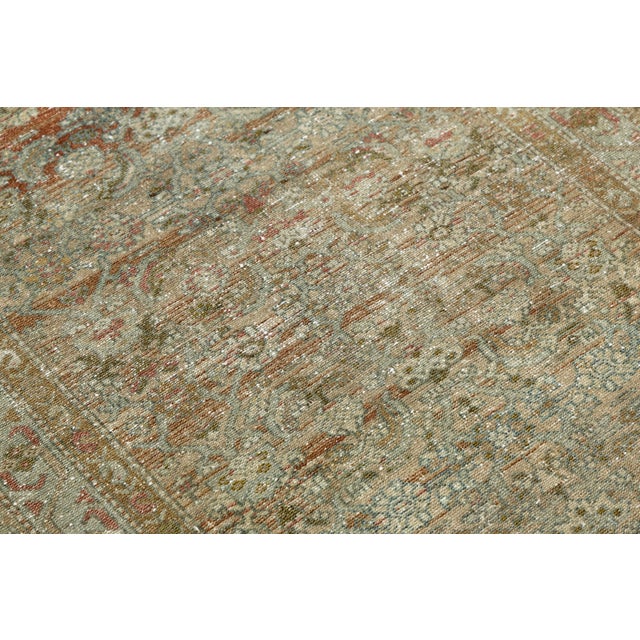 Antique Malayer Runner Rug With Distressed Terracotta and Sage Palette For Sale - Image 9 of 9