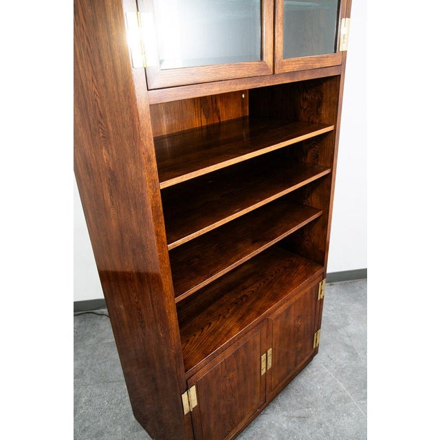 Mid Century Modern Cabinet Compact Display Scene One Henredon Campaign Dark Wood For Sale - Image 10 of 12